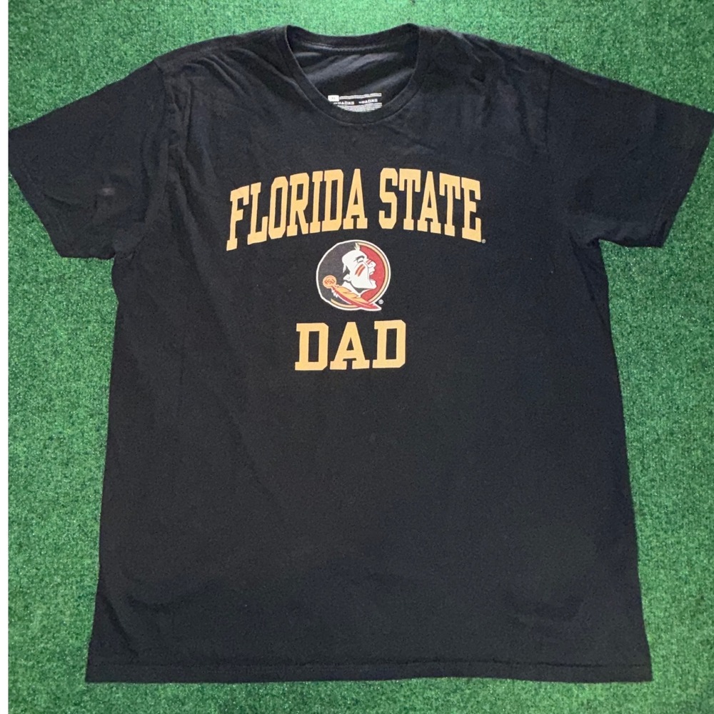 Gildan Florida State Dad T-Shirt Mens XL Black FSU Seminoles NCAA Cotton Tee